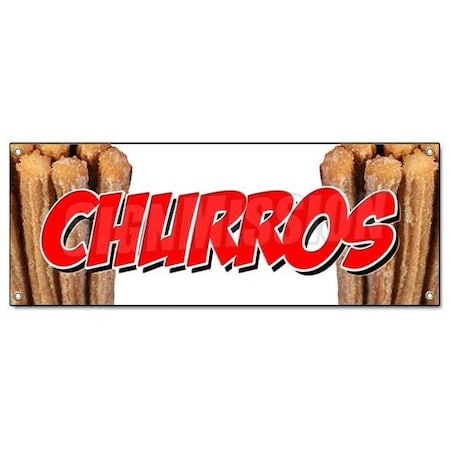 Churros Banner Heavy Duty 13 Oz Vinyl With Grommets Single Sided